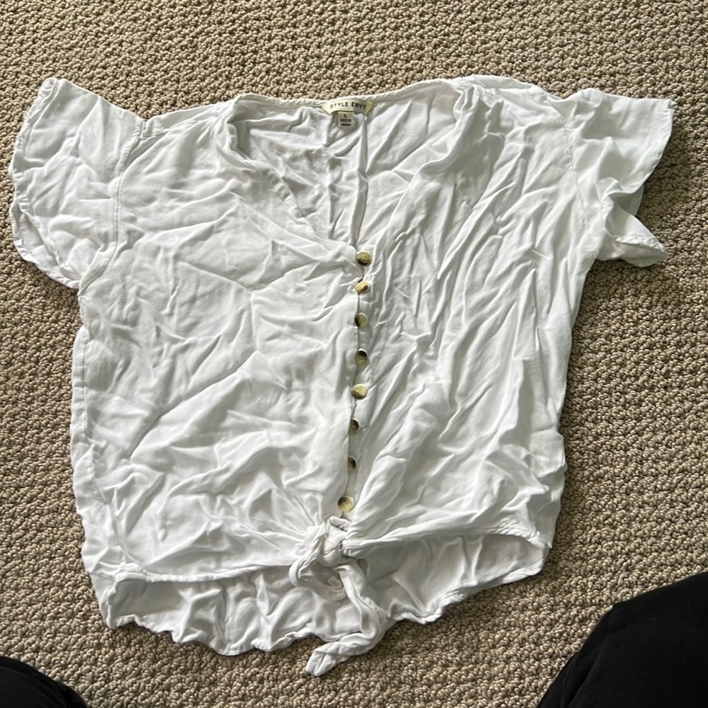 Style Envy white button down. Will be washed and ironed before shipping.